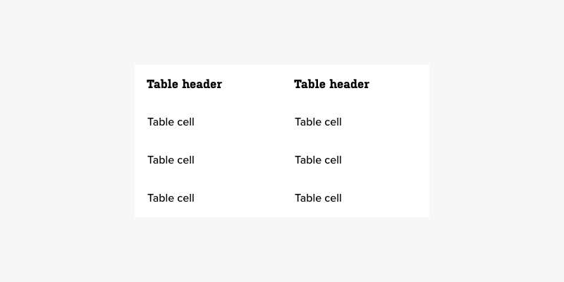 Borderless table example